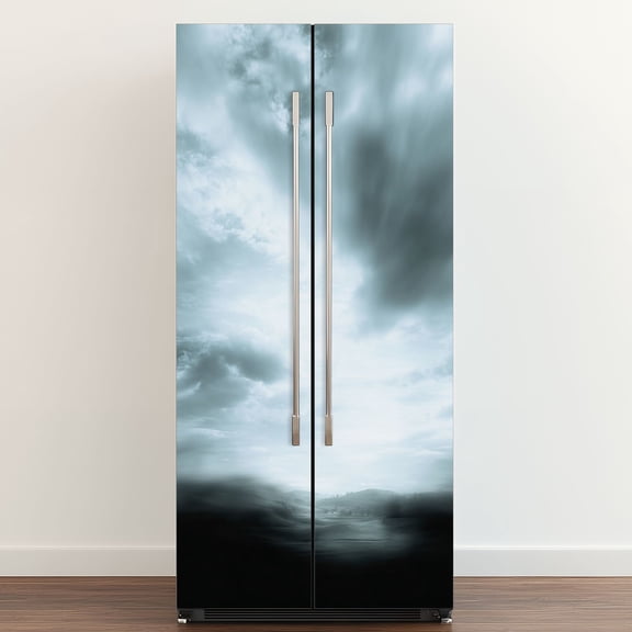Self Adhesive Vinyl Refrigerator Wrap Set sky clouds Door Mural Removable Fridge Sticker Peel and Stick&nbsp;Full Door Cover Decal Kitchen Bar Decor