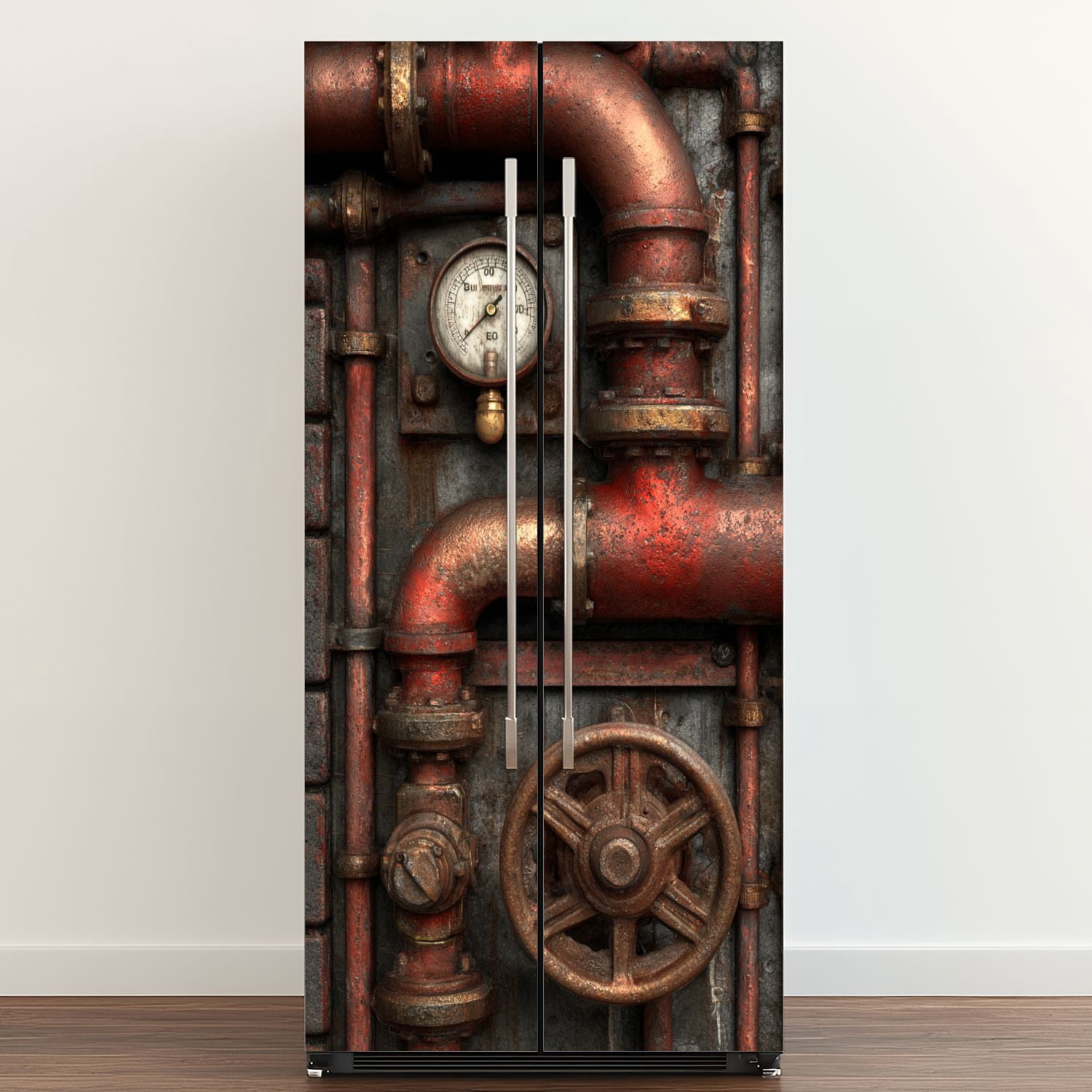 Self Adhesive Vinyl Refrigerator Wrap Set vintage steampunk Door Mural Removable Fridge Sticker Peel and Stick&nbsp;Full Door Cover Decal Kitchen Bar Decor