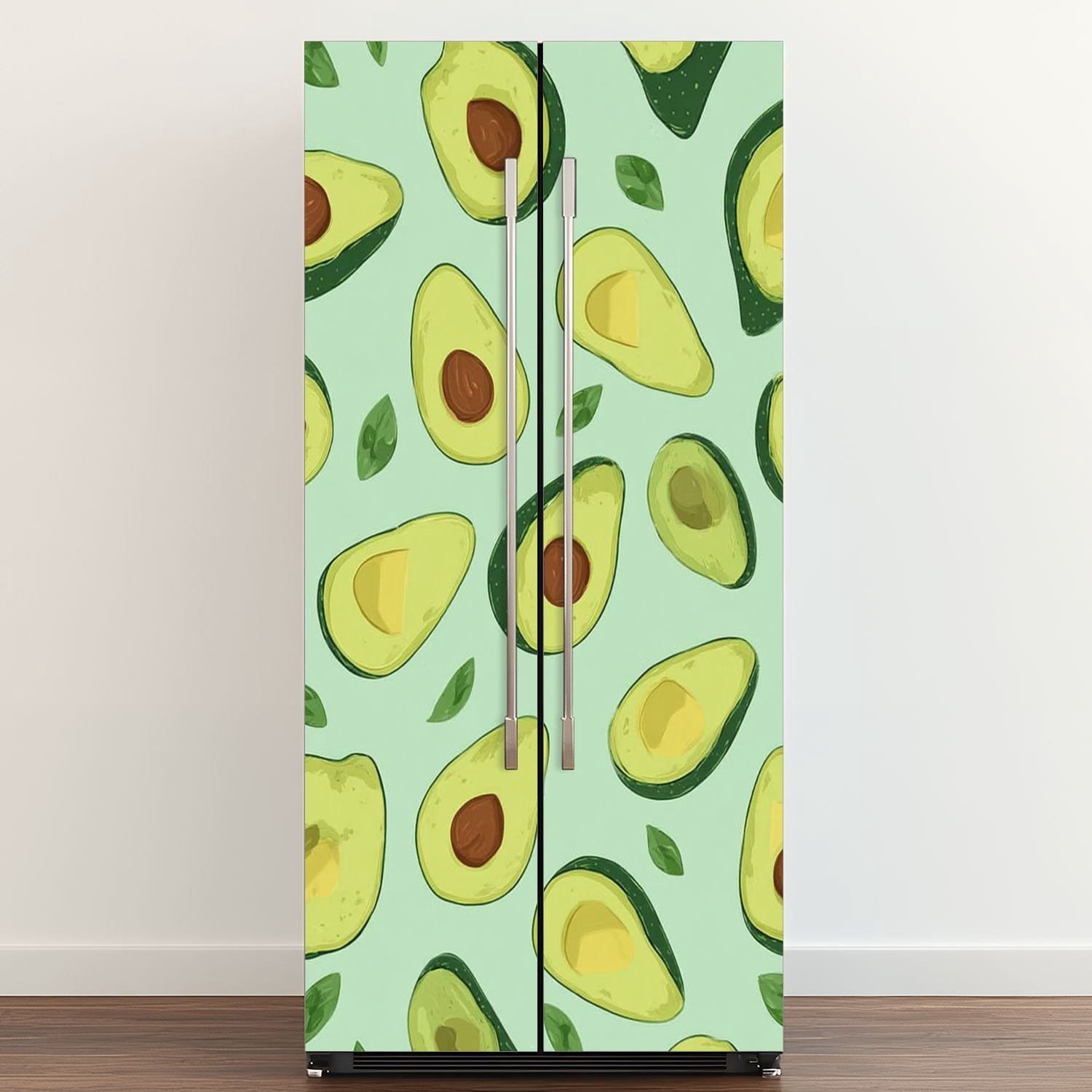 Self Adhesive Vinyl Refrigerator Wrap Set whole sliced avocado bright green Door Mural Removable Fridge Sticker Peel and Stick&nbsp;Full Door Cover Decal Kitchen Bar Decor