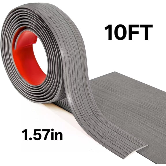 Self Adhesive Vinyl Strip for Joining Floor Gaps, Carpet Thresholds - 10 FT, 1.57in, Gray