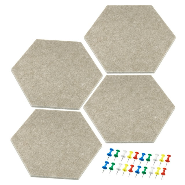 Self Adhesive Wall Hexagon Bulletin Felt Board Tile with Push Pin, Dark