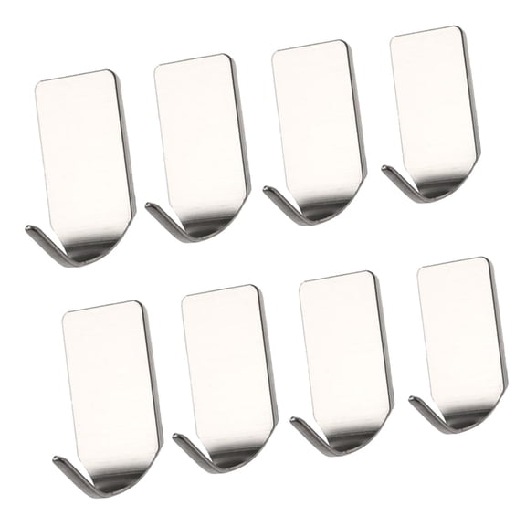 Self Adhesive Wall Hooks, Stainless Steel Metal Utility Hanging Hooks for Home, Kitchen, Bathroom, Robe Coat Towel Keys Bags