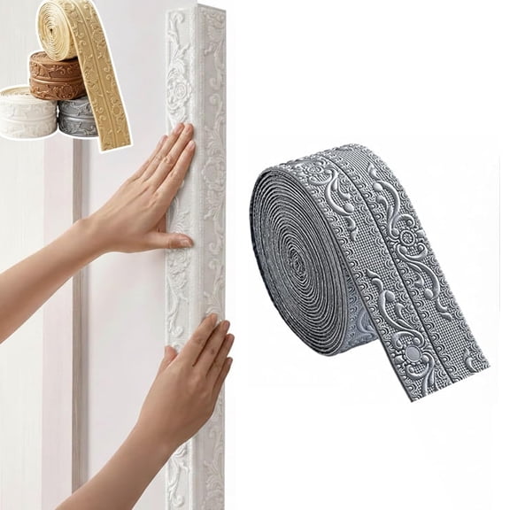 Self-Adhesive Wall Molding Trim, 32.8ft Peel and Stick Decorative Border Tape, 3D Embossed Flexible Trim for Cabinets, Mirrors, and Baseboard Decor