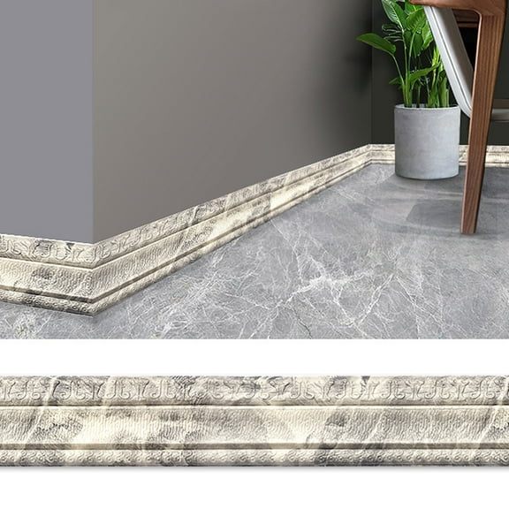 Self-Adhesive Wall Molding Trim - 8cm Wide PVC Foam Border Sticker for Baseboard/Ceiling/Doors, Peel & Stick Waterproof Home Decor for Living Room/Bedroom/Kitchen (230cm Roll, White)