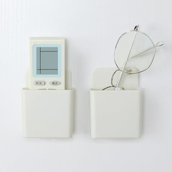 Self-Adhesive Wall Mount Remote Holder Organizer No-Drill Wall Storage Box for Remotes, Phones & Home Supplies Adhesive Remote Caddy, Wall-Mounted Phone Holder, Self-Stick Storage Organizer(Beige)