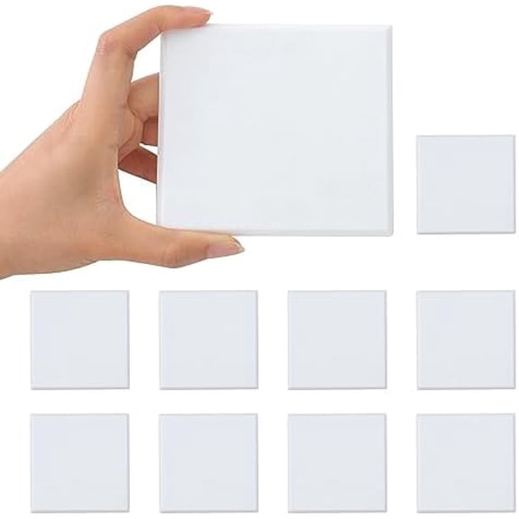 Self Adhesive Wall Protector Square 4 inch, 10 Pack Door Handle Wall Shield Guard Door Stop, Rigid Vinyl Wall Protection Pad White
