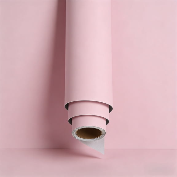Self Adhesive Wall Sticker Removable Wallpaper Peel Contact Paper Solid Color Wall Paper for Bedroom Wall Cabinet Furniture Room Decor, 118" x 15.7", Light Pink