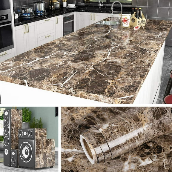 Self Adhesive Wallpaper for Kitchen Counter Top Covers Marble Contact Paper Peel and Stick Countertops Waterproof Desk Cover Cabinet Vinyl Countertop Wrap Renter Friendly Laminate 15.8x78.8