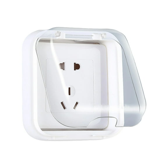 Self-Adhesive Waterproof Electrical Outlet Cover Box, Type 86 Wall Socket Protector Splashproof Switch Plate Cover for Bathroom Kitchen Garage Outdoor Use, Transparent Lid Easy Installation