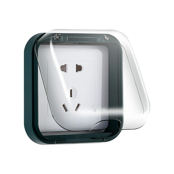 Self-Adhesive Waterproof Socket Cover - Dustproof & Moisture-Proof Electrical Cover for Home, Bathroom & Kitchen - Easy-To-Install Protective Cover for Sockets, 4.13*4.4in, Green