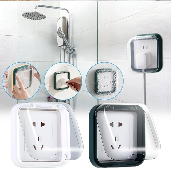 Self-Adhesive Waterproof Socket Cover - Home Safety Electrical Protector, Moisture-Proof Plug Cover for Bathrooms Kitchens & Outdoors, Easy to Install No Tools Needed, 4.13*4.41in, White
