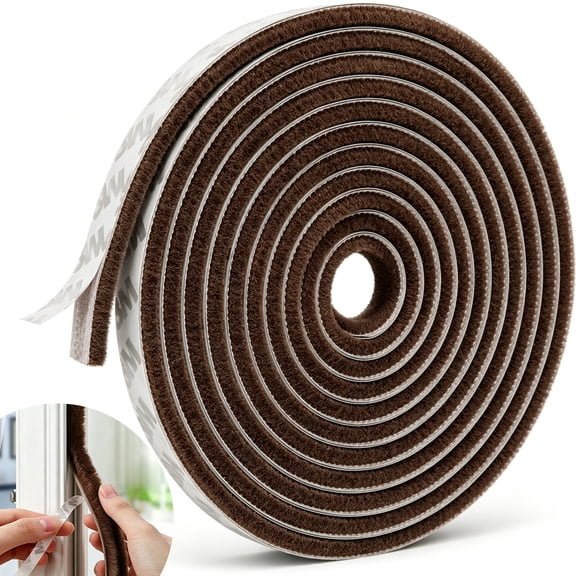 Reluein Self-adhesive Door Window Seal Strip, 32.8ft Soundproof Heat & Wind Insulation Strip for Sliding Doors & Windows