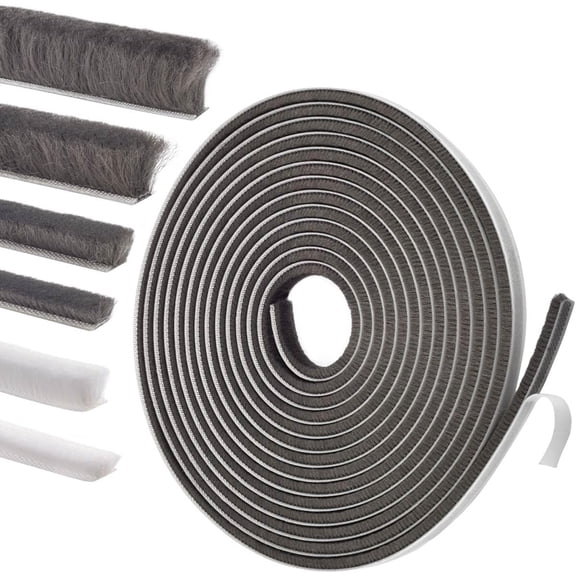 Self-Adhesive Weather Stripping Seal for Doors & Windows Soundproof Insulation Gap Filler Sliding, Exterior, Front, and Jamb Frames 0.2" x 0.35" 16.5 ft, Gray