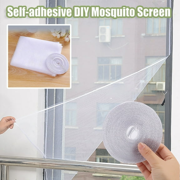 Self-Adhesive Window Screen, 130*150mm White Mosquito Net with Hook and Loop Tape, Reusable Insect Screen for Home Windows
