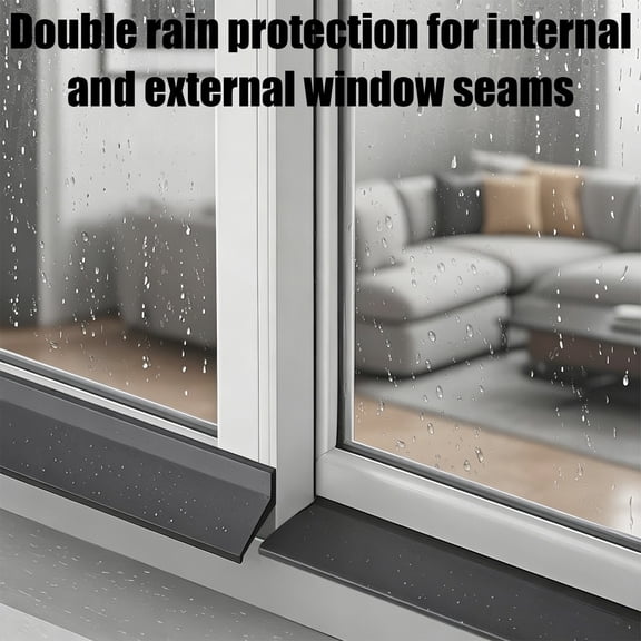 Self Adhesive Window Water Drip Deflector, Flexible Silicone Rain Drip Guard for Door Window Sill, Weatherproof Water Blocking Strip Prevents Infiltration for Balcony Sliding Door Outdoor Window