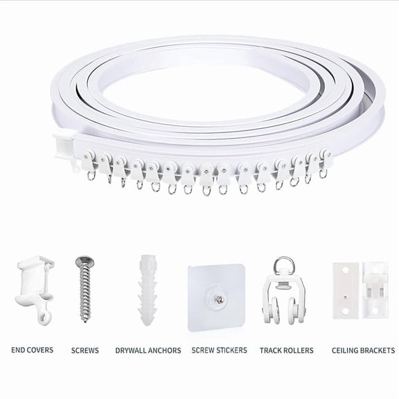 Self Adhesive Without Punching Flexible Bendable Ceiling Curtain Track Curved and Straight Dual-use Track For Room Divider Balco