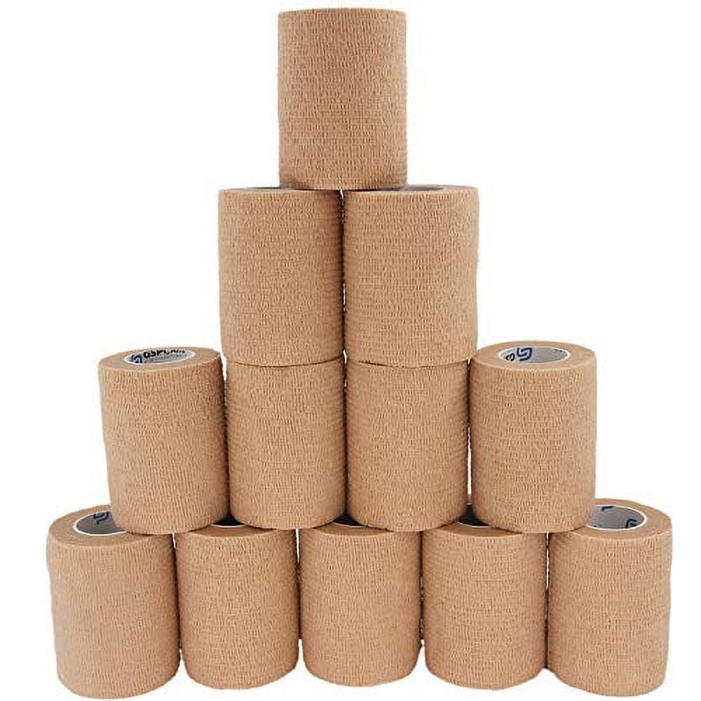 Self Adhesive Wrap Cohesive Bandages 12 Count 3" x 5 Yards, Medical