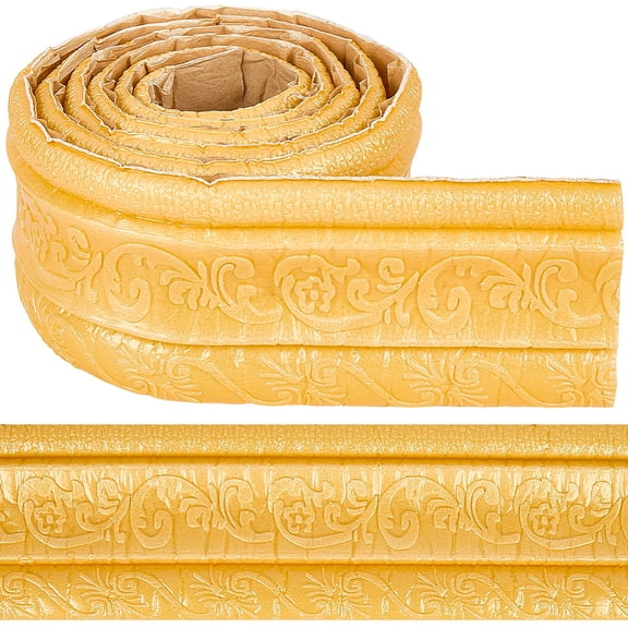 Self-Adhesive XPE Contact Paper Wall Stickers for Shelf Liner Dresser Drawer Locker Gold 2300x86x8mm