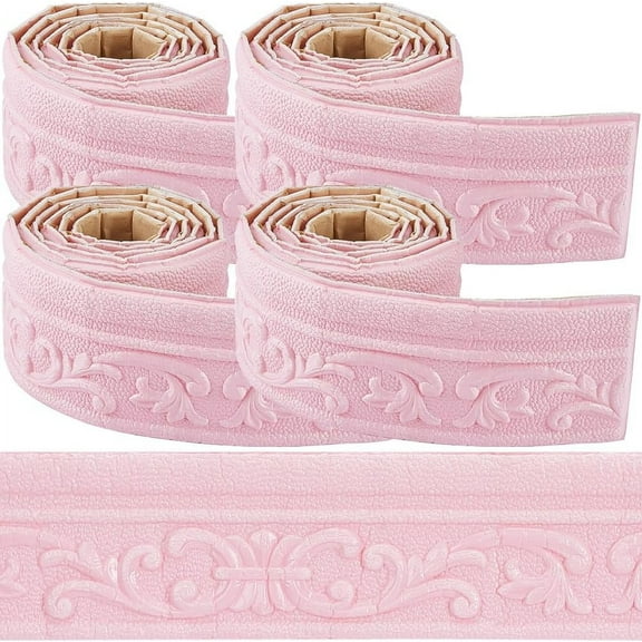 Self-Adhesive XPE Grain Contact Paper Wall Stickers for Shelf Liner Dresser Drawer Locker Pink 80x6mm about 2.25m/pc 4pcs/set