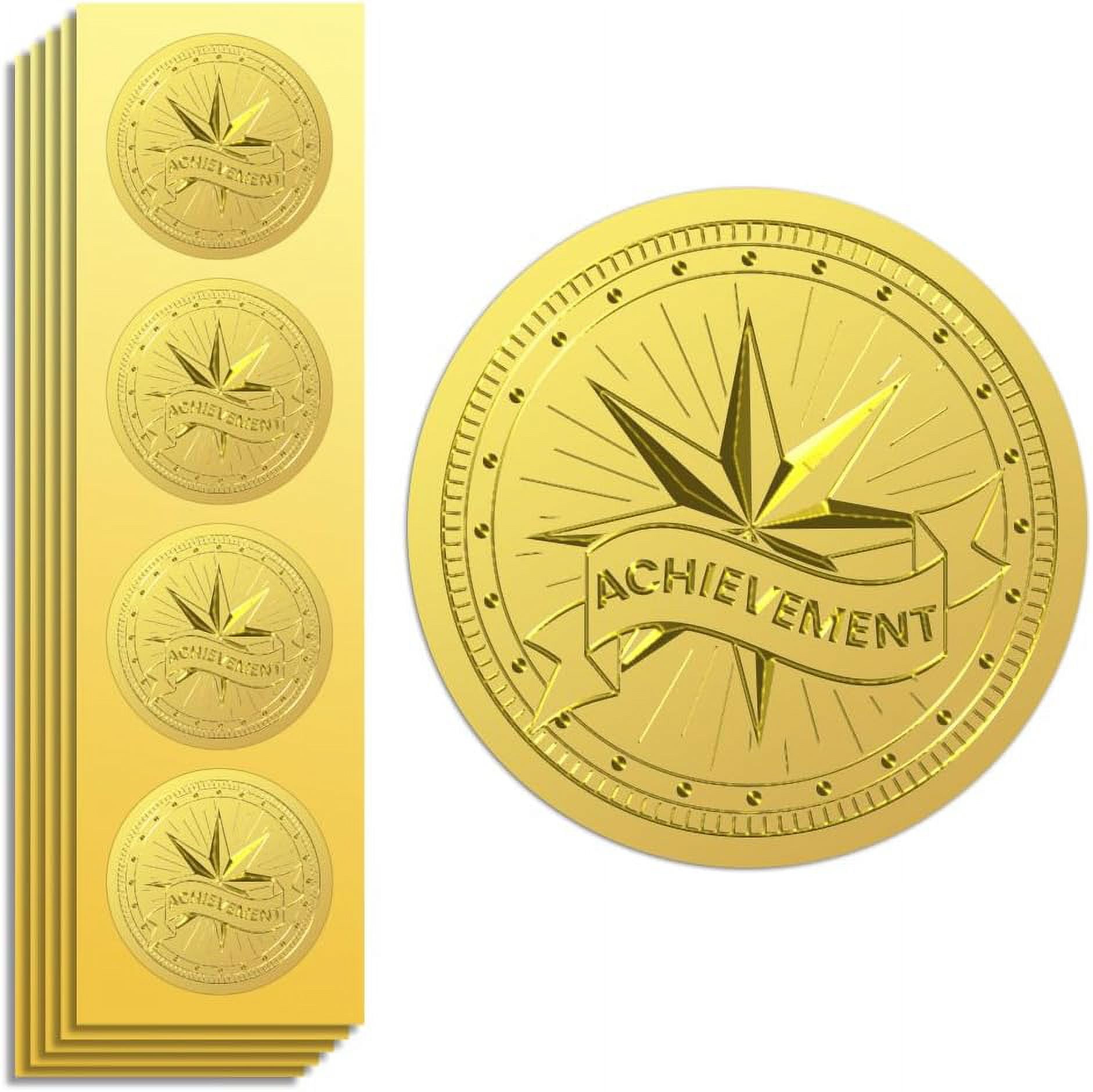 Self Adhesive golden Foil Embossed Stickers Medal Sticker Star 5x5cm ...