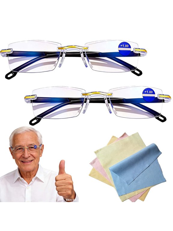 Self-Adjusting Auto Focus Reading Glasses, Blue Light Filtering Dual Focus HD Vision Eyewear for Men & Women