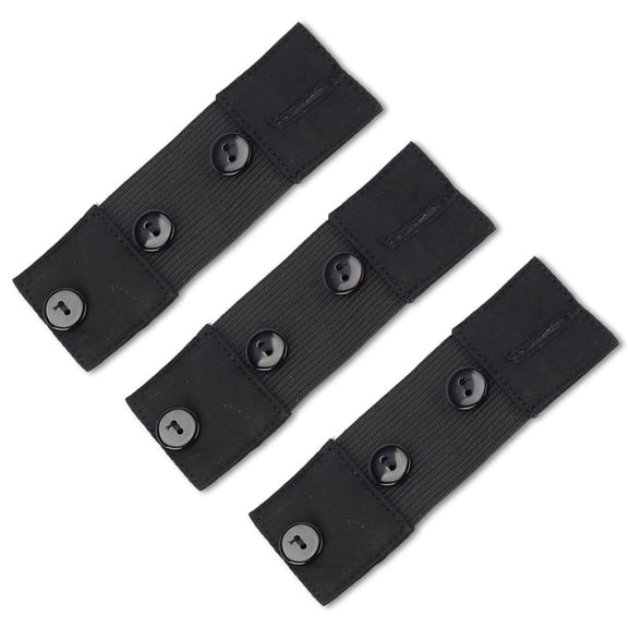 More of Me to Love Button Waist Stretch Extender, Black, 3-Pack, Small Adds 5-7"