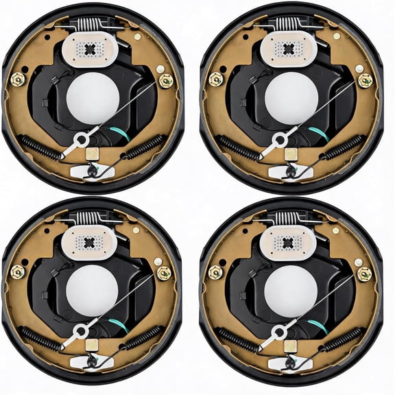 Self-Adjusting Electric Trailer Brake Kit 10Inx2-1/4In 3500 lb Axle 4-Bolt 4 Pack LandR