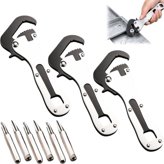 Self Adjusting Micro Stubby Pipe Vise Wrench With Quarter Inch Bit Driver,Mini Portable Pocket Tool For Plumbers DIY Automatic Jaw Grip Fits Five Sixteenths To Three Quarters