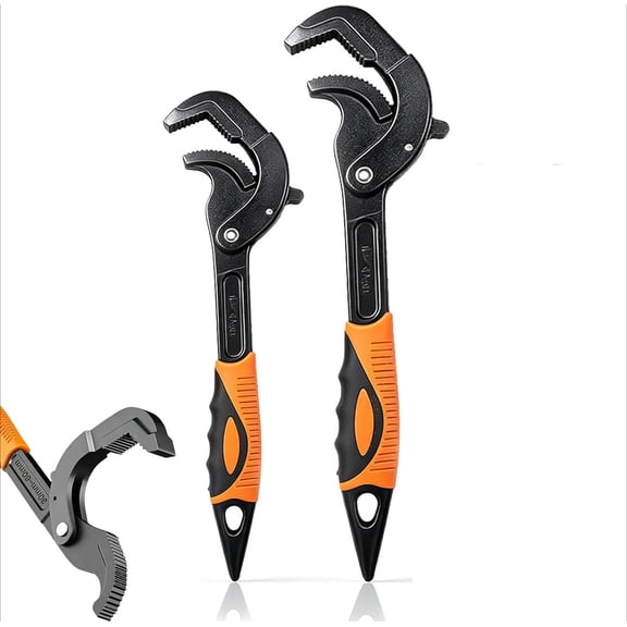 Self Adjusting Pipe Wrench - 10" and 15" Universal Wrench for Plumbing, HVAC, Auto Repair & Home Use