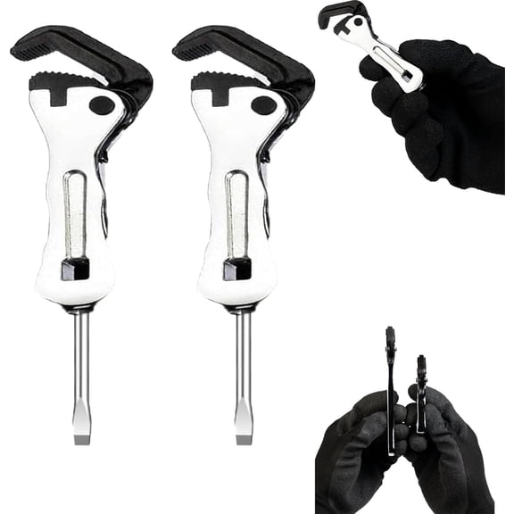Self-Adjusting Ratchet Wrench, 5.5 in Stubby Pocket Tool for Tight Spaces, Universal 8-19mm Capacity 1/4 in Drive, 2 Pack (k)