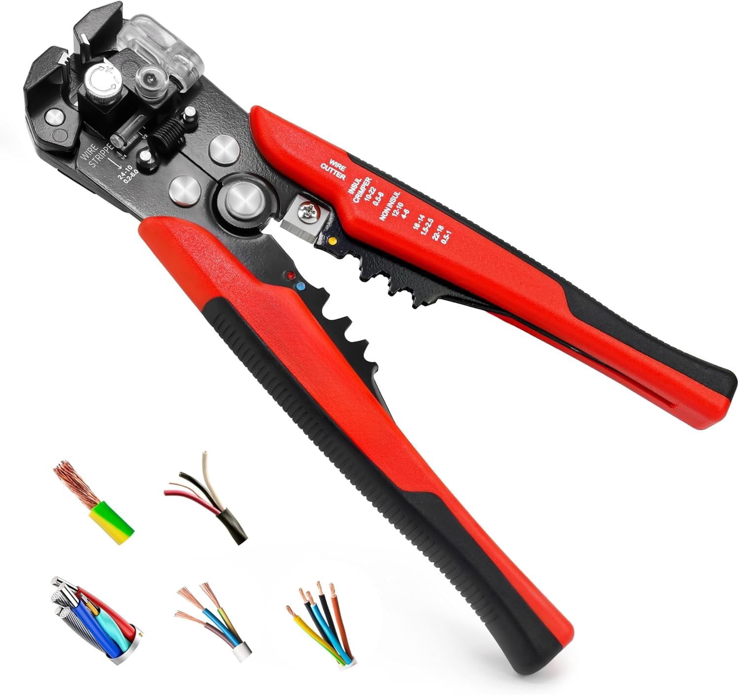 Self Adjusting Wire Stripper - 3 in 1 Heavy Duty Automatic Wire Stripping Tool | 10-24 AWG Wire  for Electrical  , Crimping Tool