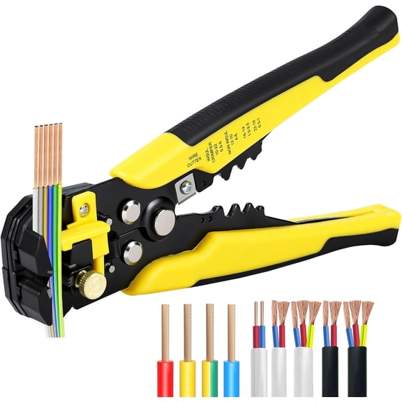 Self-Adjusting Wire Stripper Tool, 3-in-1 Heavy Duty Automatic Electrical Wire Stripper Cutter Crimper, Professional Multi Functional Stripping Tool for 10-24 AWG Solid & Stranded Wire