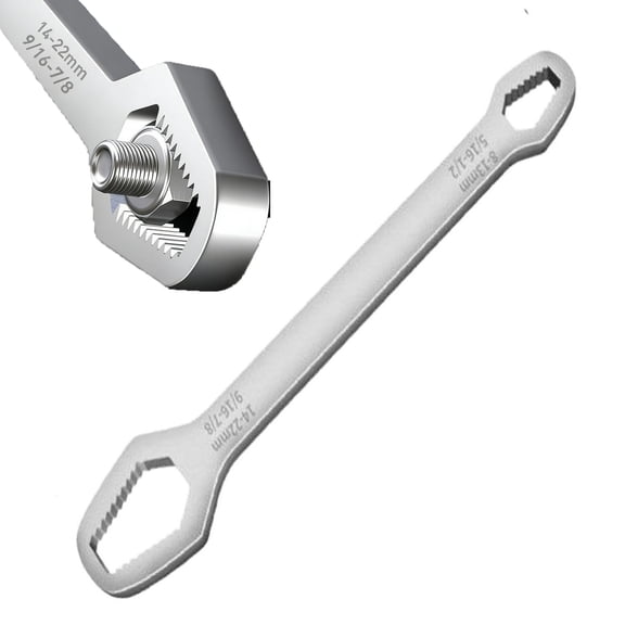 Self Adjusting Wrench,Adjustable Wrench,Universal Self Adjusting Wrench, Double Ended Multifunctional Self-Tightening Adjustable All in One Tool, DIY Machine Auto Maintenance(Sliver)