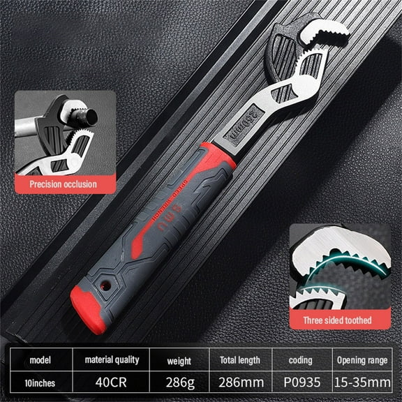 Self Adjusting Wrench, Self Locking Wrench, Crescent Wrench Heavy Duty Set 6" 8" 10" 12" Adjustable Wrench, Widely Suitable for Pipe Screw, Nut (10in)