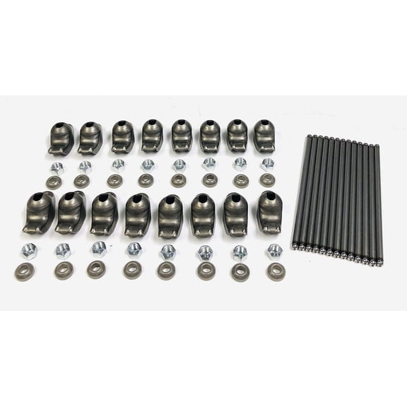 Self Aligning Rocker Arms & Pushrod Set compatible with 1968-95 Chevy Small Block 350 305 265
