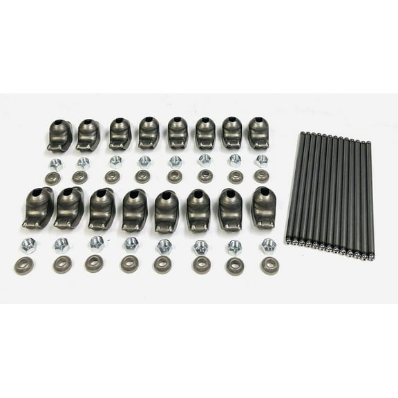 Self Aligning Rocker Arms & Pushrod Set compatible with 1968-95 Chevy Small Block 350 305 265