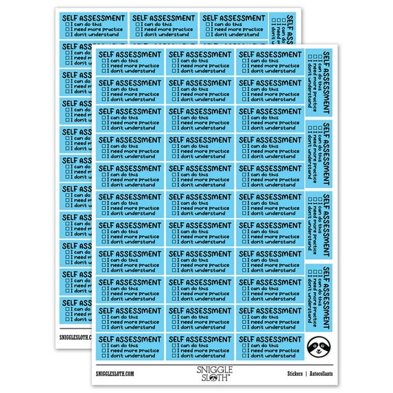 Self Assessment Teacher Student School Sticker Set - Light Blue - Matte Finish - 1.5" Small