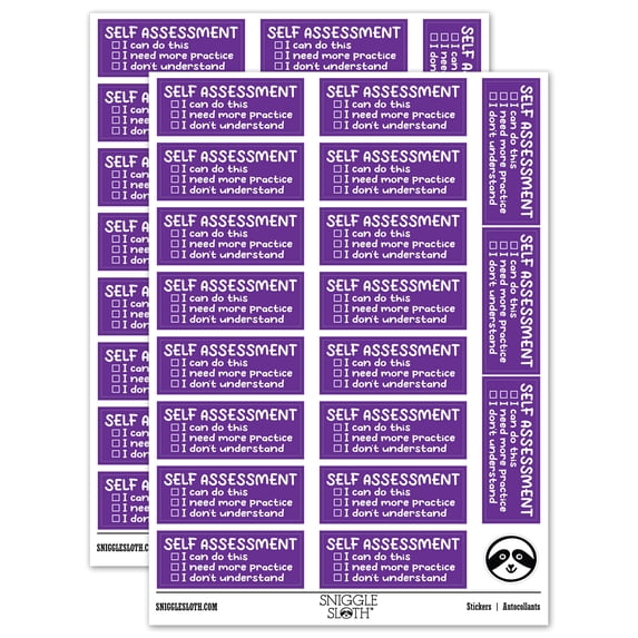 Self Assessment Teacher Student School Sticker Set - Purple - Matte Finish - 2.00" Large