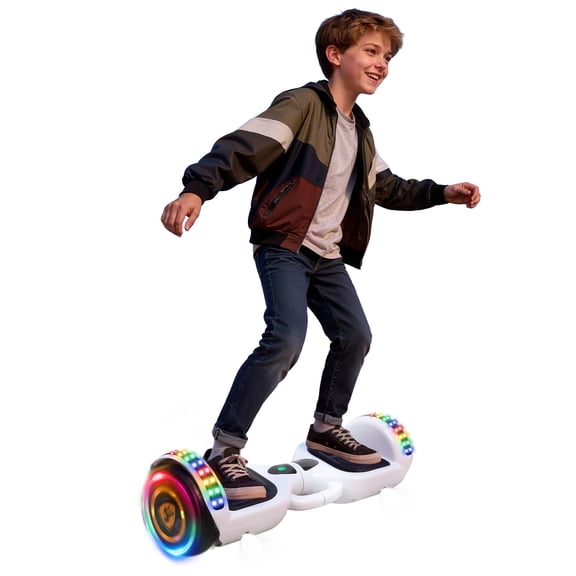 Self Balancing Hoverboard with Bluetooth Speaker, LED Lights & Luminous Wheels, 7MPH 9 Mile Range, 3 Riding Modes for Kids Teens