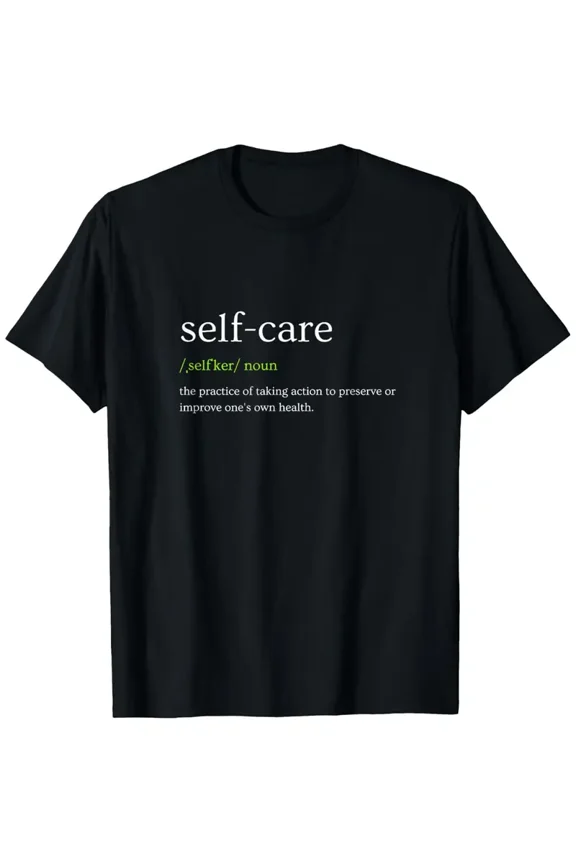 Self Care Definition Dictionary Print Unisex Black Short Sleeve Graphic T-Shirt
