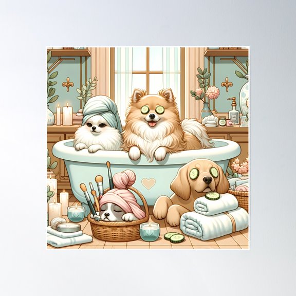 Self Care Dogs Poster Wall Art, Modern Wall Decor, 24x24 UNFRAMED