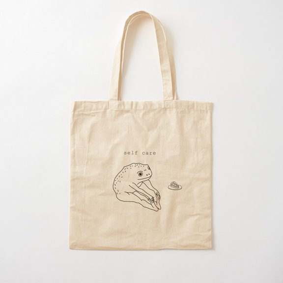 Self Care Frog Style 002 Canvas Tote Bags, Reusable Shopping Bag