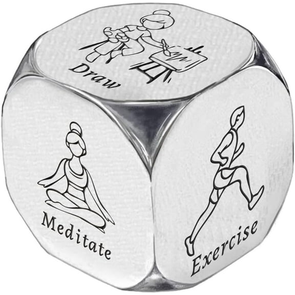 Self Care Relief Gifts 1Set Stainless Steel Decision Dice with Gifts Box Stress Relief Gifts Relief Items Meditation Gifts Mental Health Gifts Retirement Gifts for Women Men