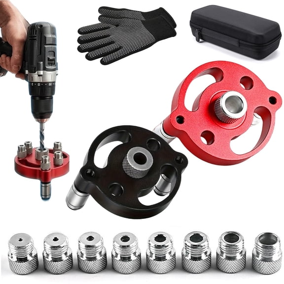 Self Centering Doweling Jig – Precision Drill Guide for Flawless Woodworking Joints 2/3/4/5/6/7/8/9/10mm, Handheld Jig, Flawless Woodworking Joints for Shelf Building, Joinery & Diy Home (Red)