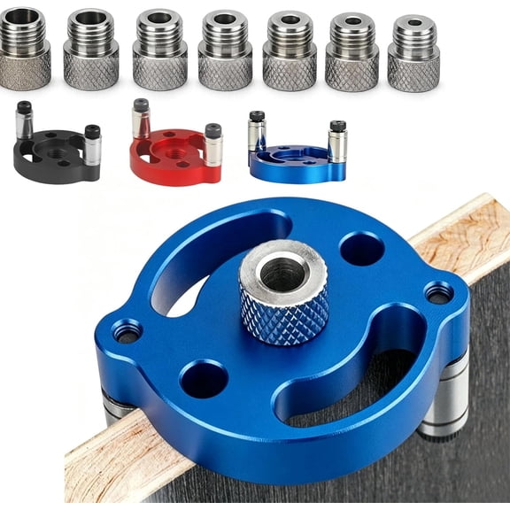 Self-Centering Doweling Jig – Precision Drill Guide for Flawless Woodworking Joints, 8 Metric Sizes (3-10mm), Adjustable Handheld Hole Locator Tool for Furniture, Joinery & Home DIY Projects (Blue)