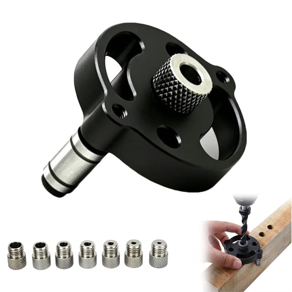 Self Centering Doweling Jig Precision Handheld Drill Guide, Handheld Jig Easy to Install, Adjustable Woodworking Hole Punch Locator for Shelf Building, Joinery, DIY Home, Black