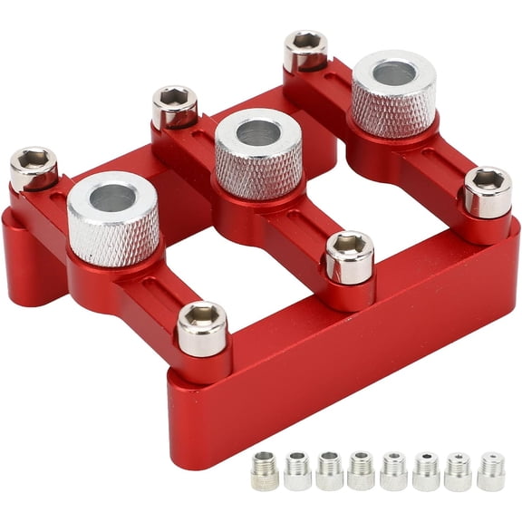 Self Centering Doweling Jig, Punch Locator Dowel Jig Kit with 8 Drill Sleeve, 3 Types Dowel Heads 90 Degree Woodworking Straight Hole Positioner Locator Tool