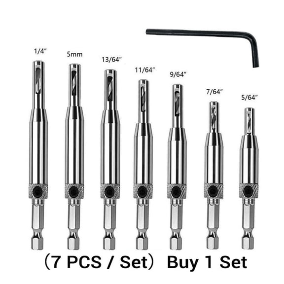 Self-Centering Hinge Drill Bit Set, Woodworking Automatic Centering Hardware Tools with Hex Shank, Accurate Hole Drilling for Cabinet Doors and Furniture, High-Speed Steel Precision Positioning Bits