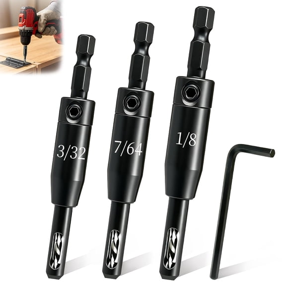Self-Centering Hinge Drill Bit Vix Bit Set High Speed Steel Black 3 Pieces
