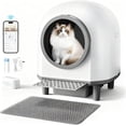 thumbnail image 1 of Self Cleaning Litter Box for Multiple Cats, 88L Large Smart Automatic Cat Litter Box with App Control, Health Monitoring, Integrated Safety Sensors, Odor Removal, Mat, Liners (White), 1 of 8